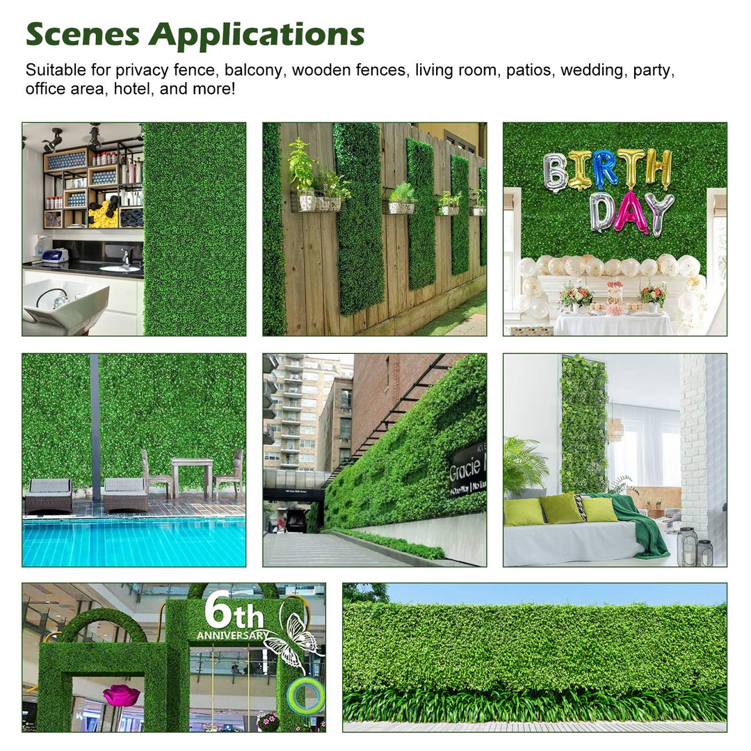 Giantex 12PCS 20x20inch Artificial Boxwood Panels Garden Privacy Fence Screen