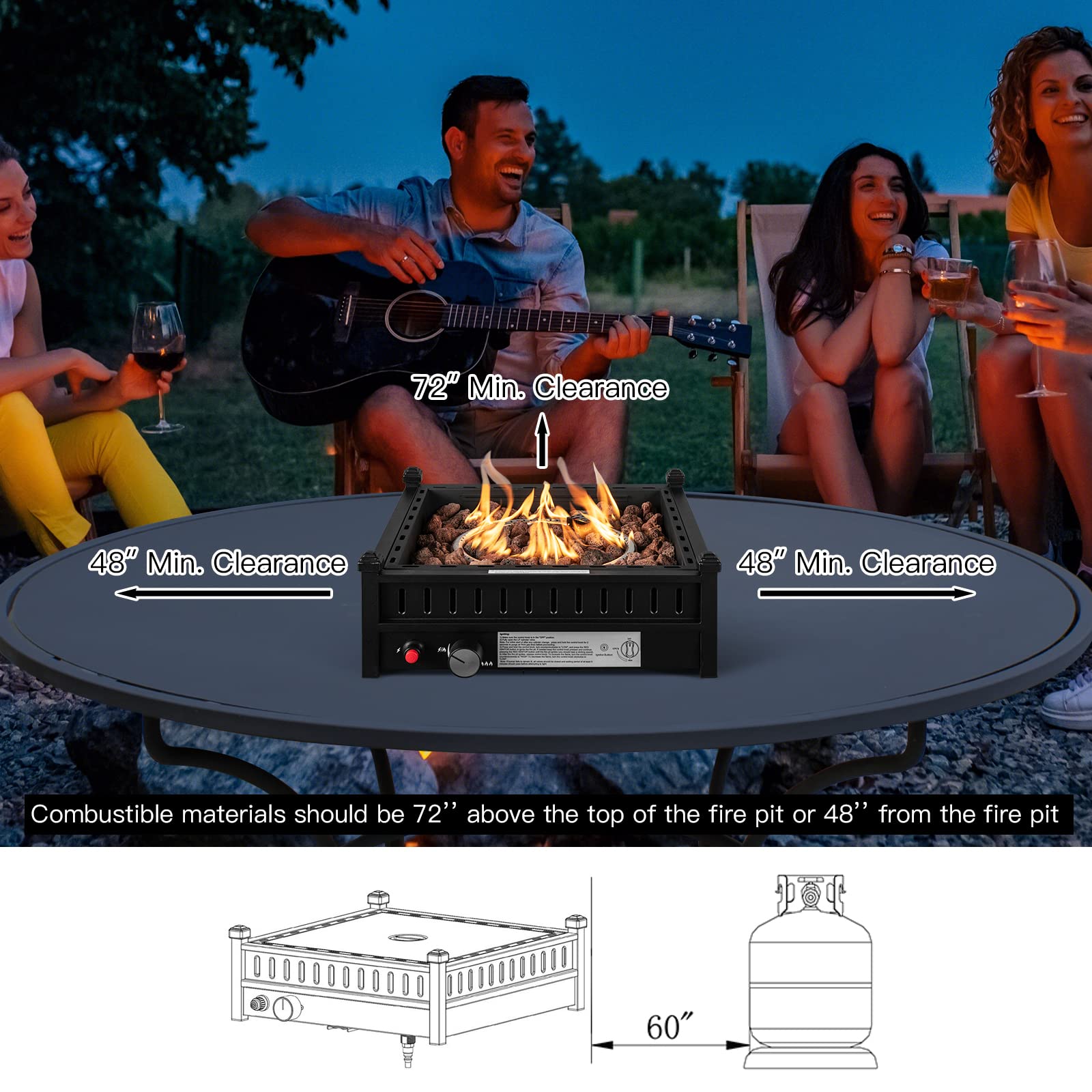 Giantex Outdoor Tabletop Fire Pit - 16.5 Inch Propane Fire Pit