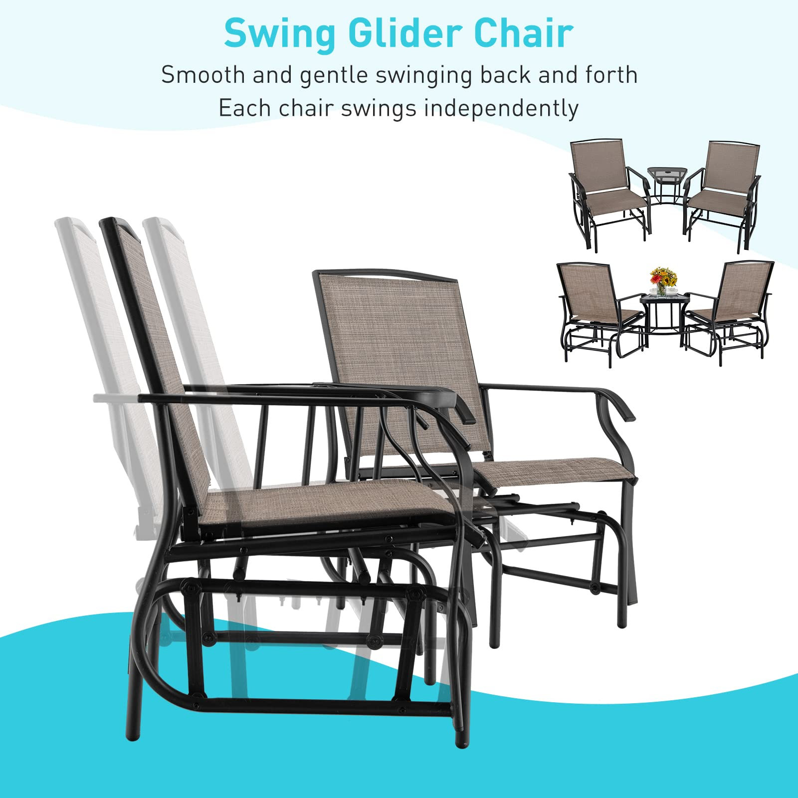 Giantex Outdoor Glider Chairs with Table & Umbrella Hole