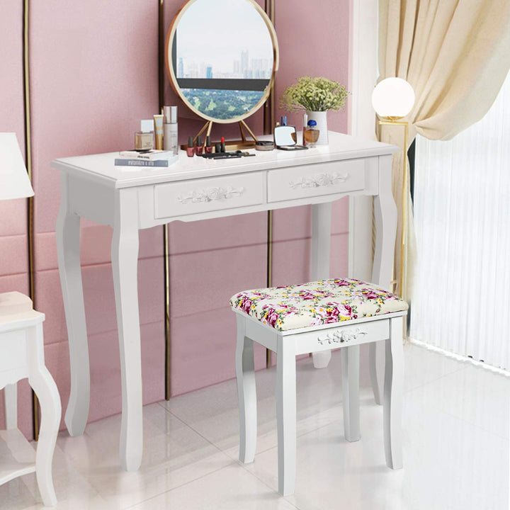 Vanity Stool Wood Dressing Padded Chair