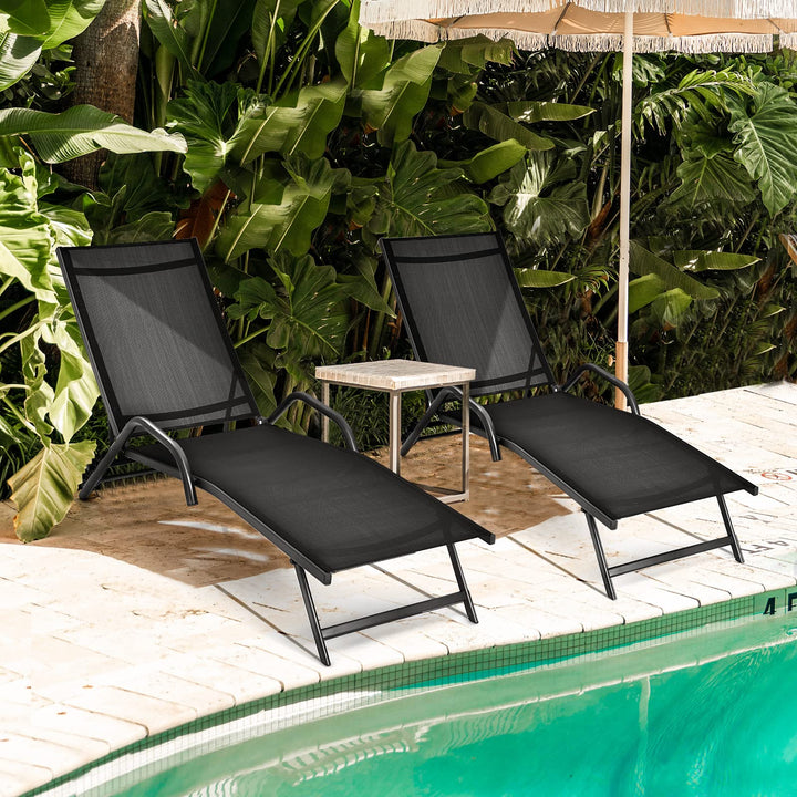 Giantex Lounge Chairs for Outside - Set of 2 Outdoor Chaise Lounge with 5 Adjustable Position
