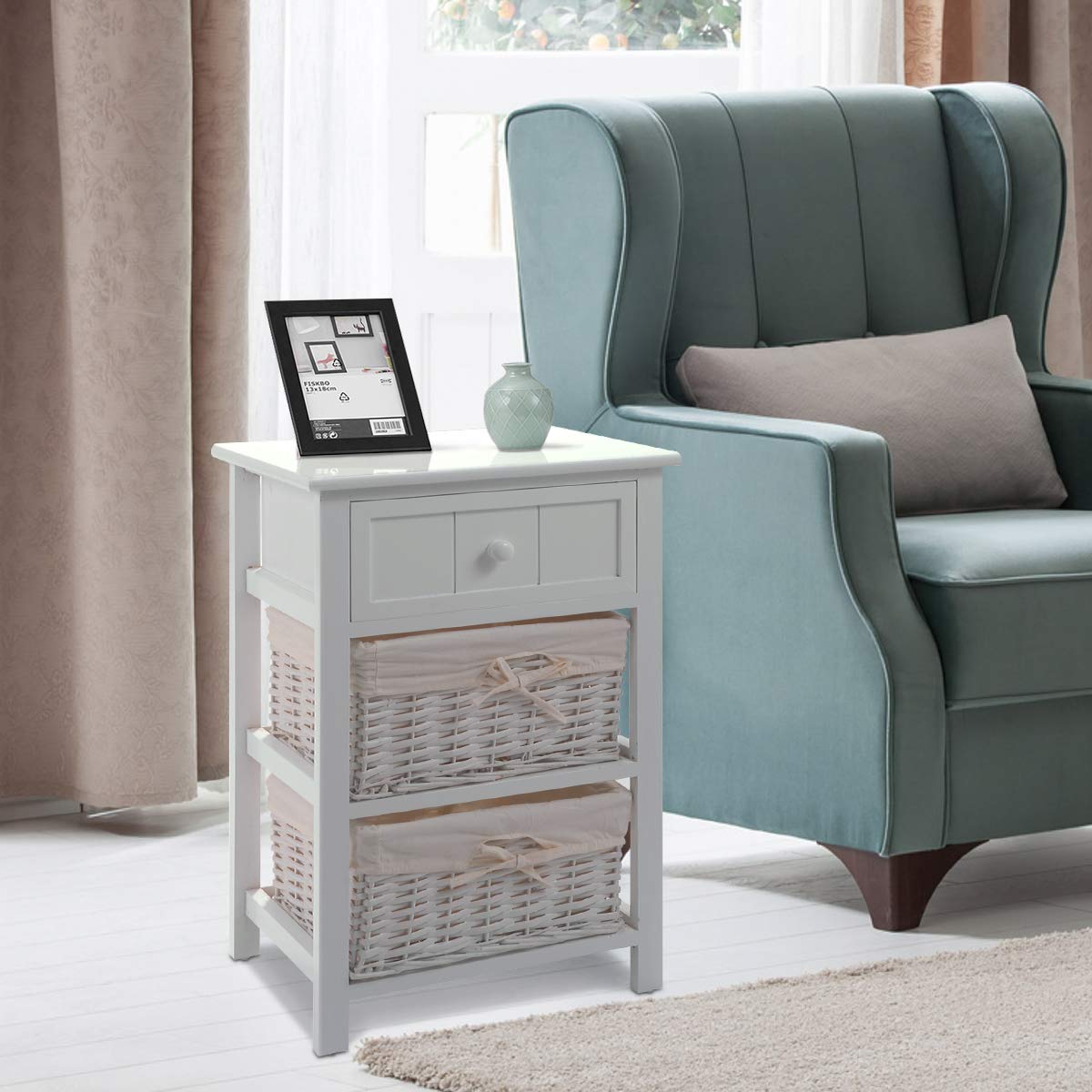 Giantex Nightstand with Drawers Wooden
