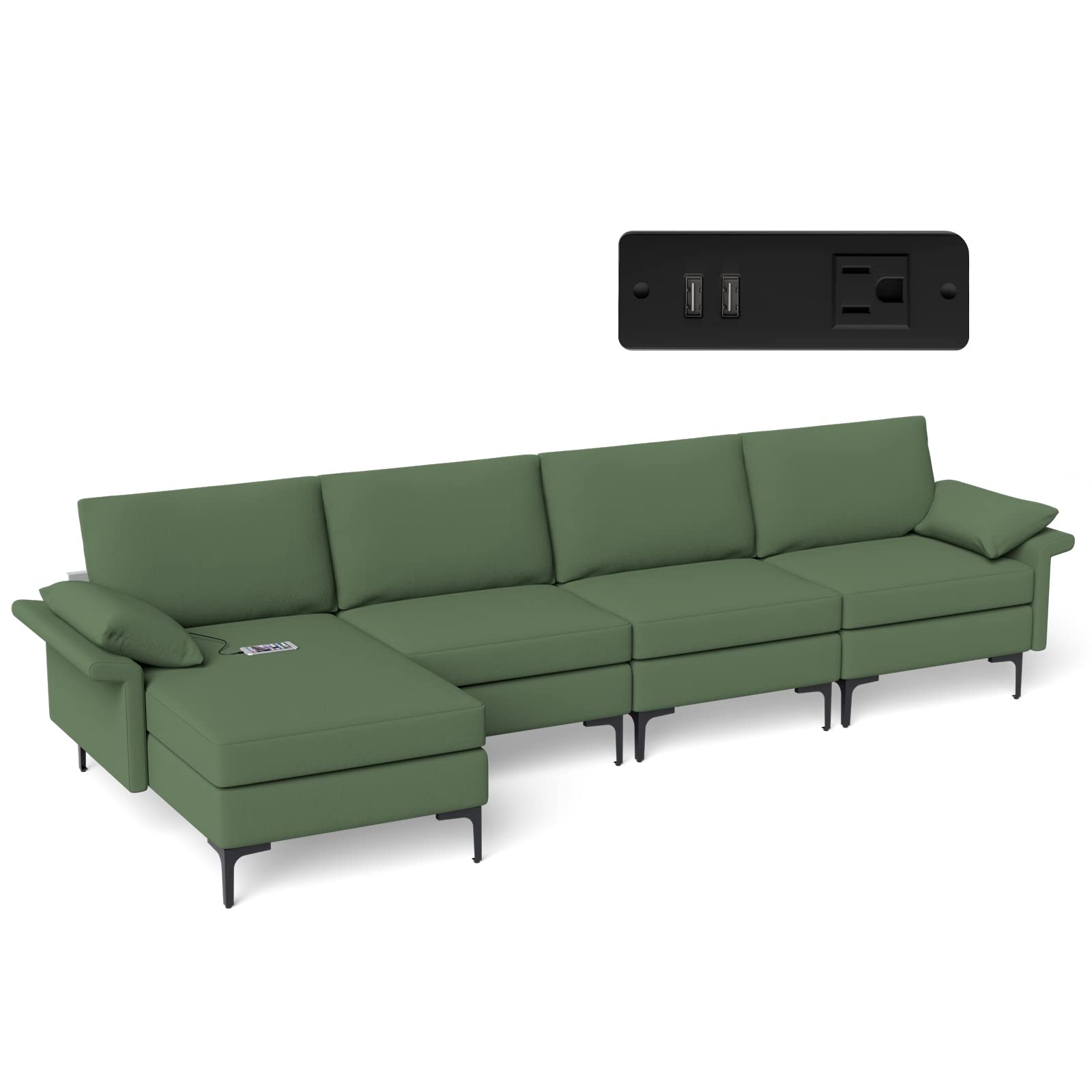 Giantex 130.5" L Convertible Sofa Couch, Sectional Sleeper