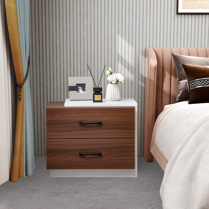 Giantex Modern Nightstand Set of 2 with 2 Drawers
