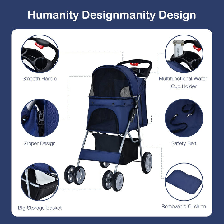  Pet Stroller for Small Medium Dogs Cats Puppy - Giantex