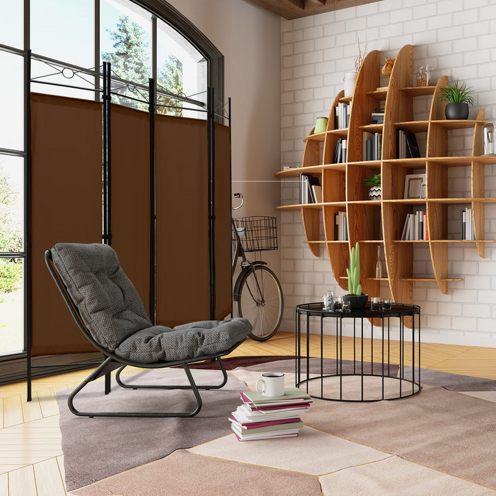 4 Panel Room Divider | 6 Ft Steel Frame Folding Privacy Screen