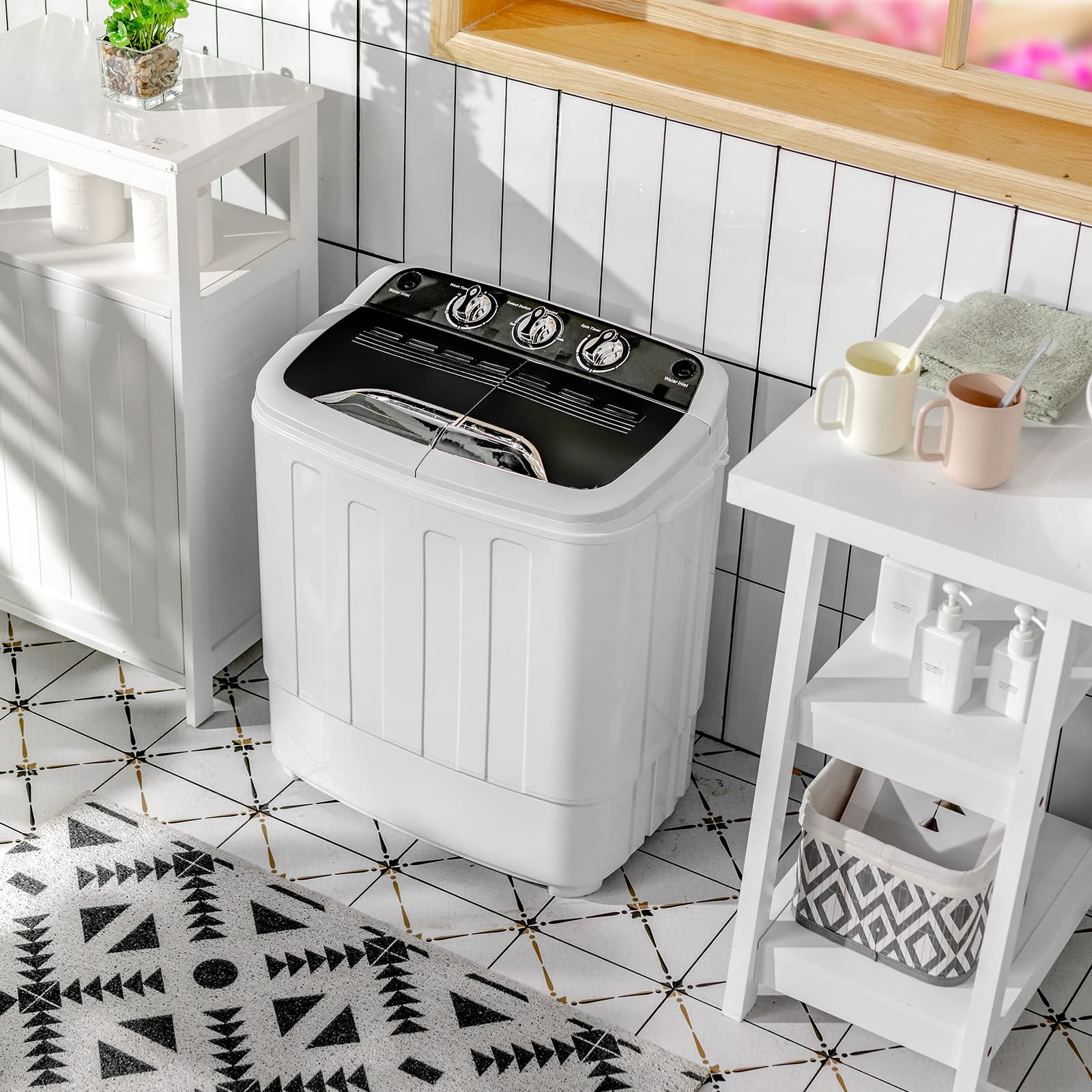 Giantex Portable Washing Machine, 13lbs Mini Twin Tub