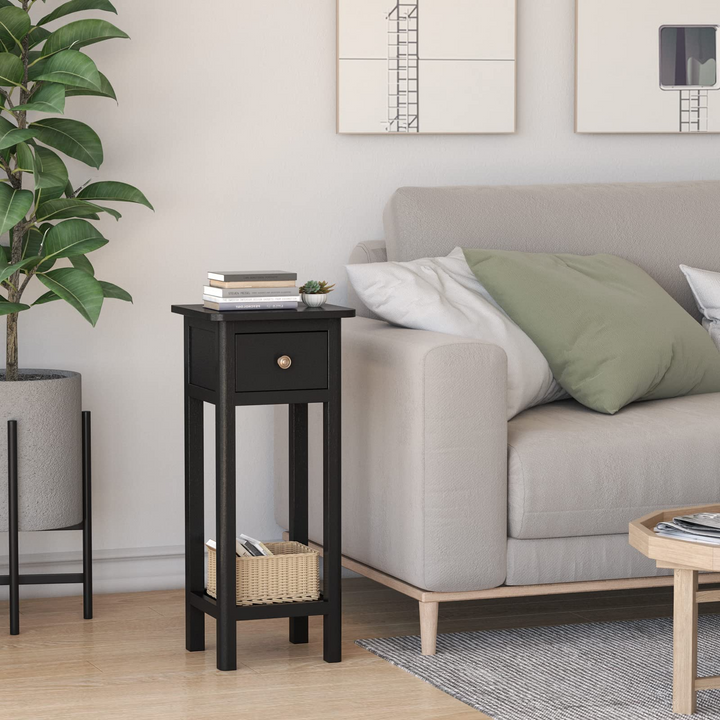 Small End Table | Wooden Slim Side Table for Small Space