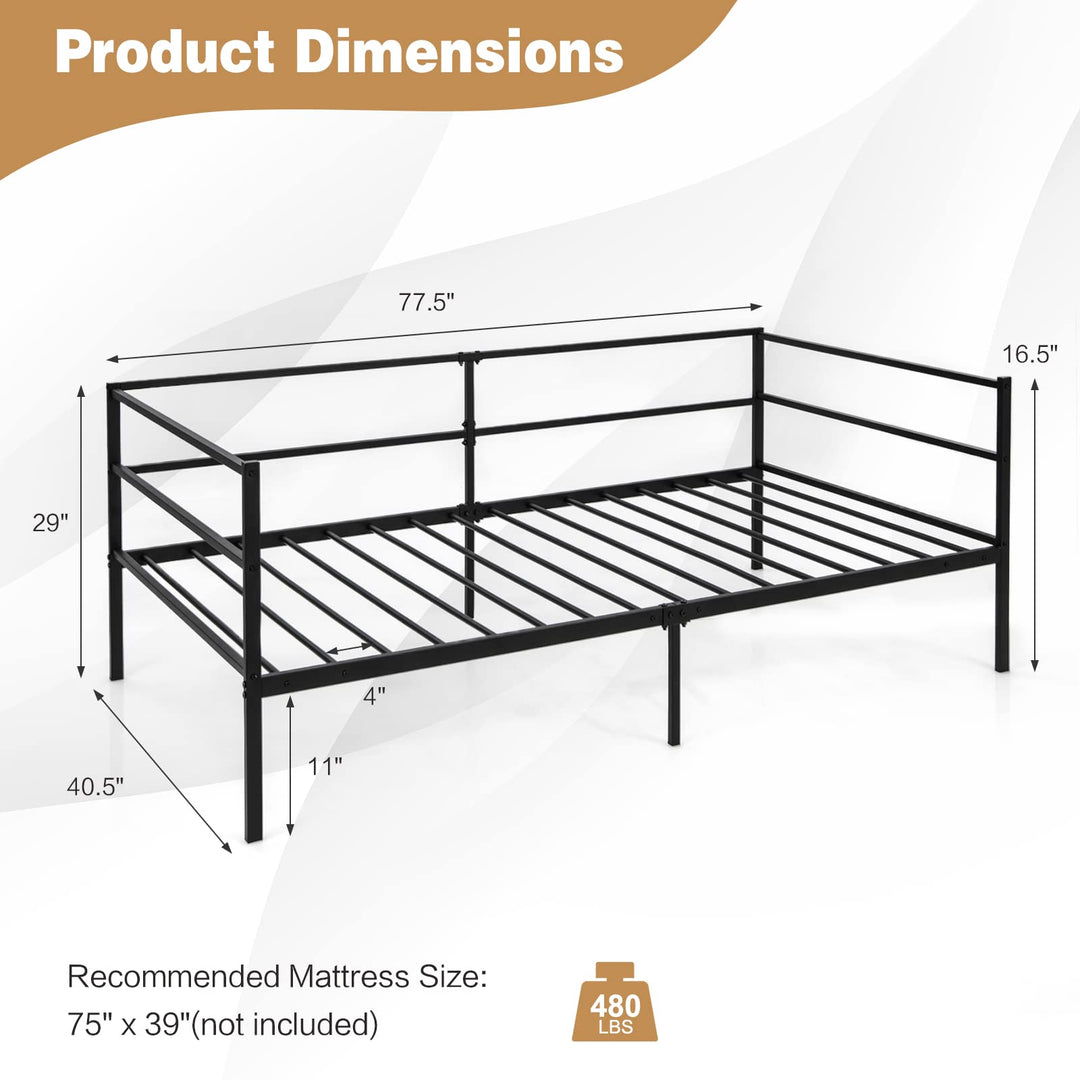 Giantex Twin Daybed Frame, Metal Sofa Bed w/Heavy-Duty 16 Slats Support, Black