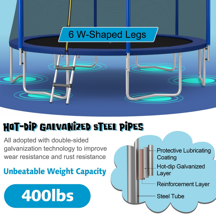 12/14/15/16FT Outdoor Recreational Trampoline for Adults Kids - Giantex