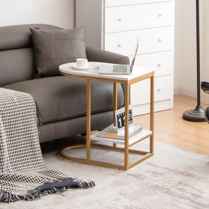 Giantex Side Table, 2-Tier C-Shaped End Table