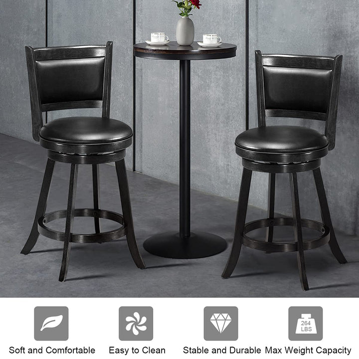 Giantex Accent Wooden Swivel Back Counter Height Bar Stool, Fabric Upholstered Design