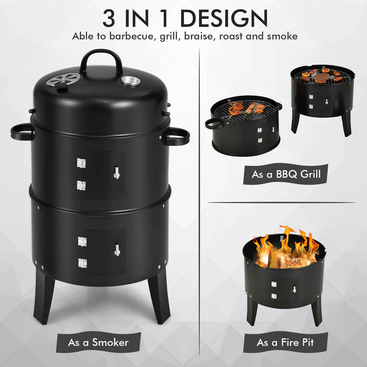 Giantex 3-in-1 Outdoor Smoker Grill with Smoker Combo