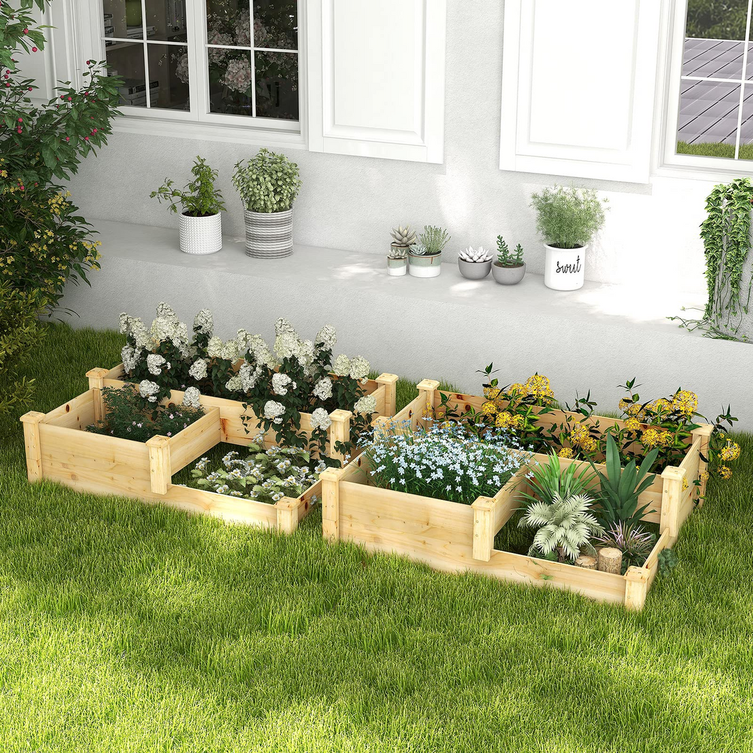 Giantex Raised Garden Bed, Wood Planter Box for Vegetables Flowers Giantex Raised Garden Bed, Wood Planter Box for Vegetables Flowers