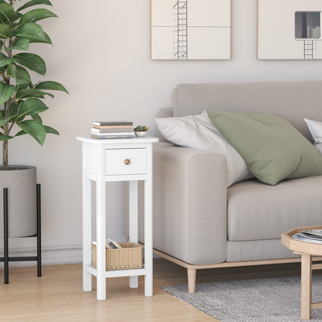 Small End Table | Wooden Slim Side Table for Small Space