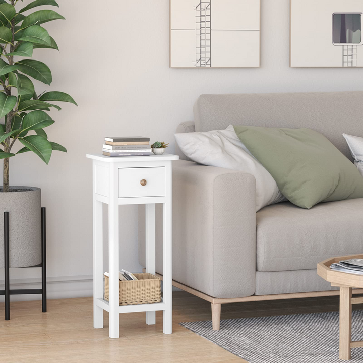 Small End Table | Wooden Slim Side Table for Small Space