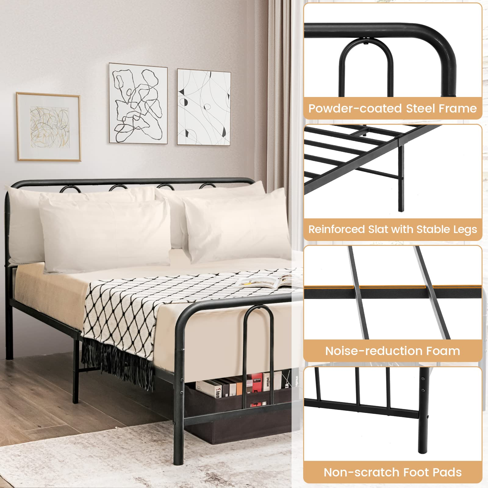 Giantex Full Size Metal Bed Frame, Modern Bed Frame
