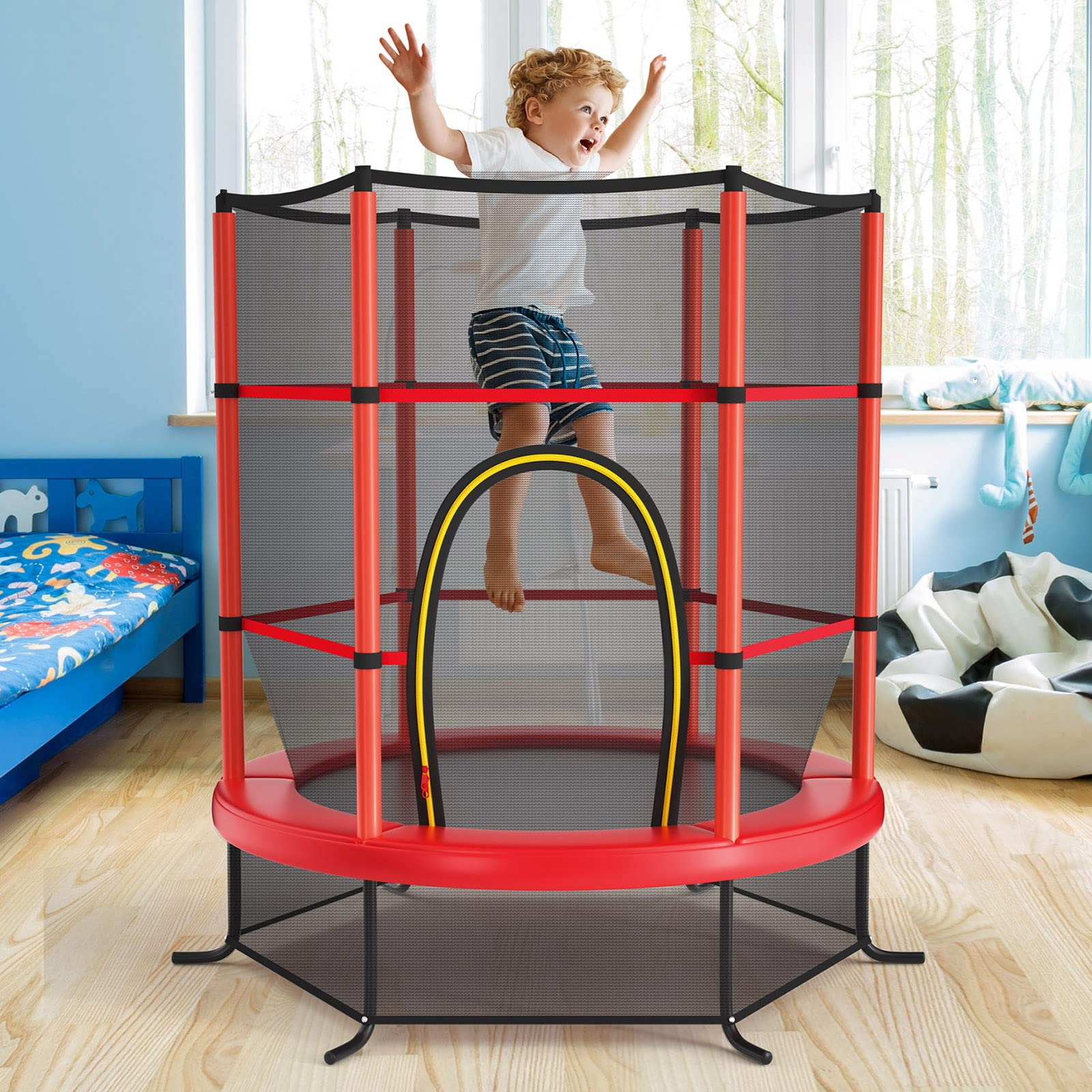 55" Kids Trampoline with Safety Enclosure Net - Giantex