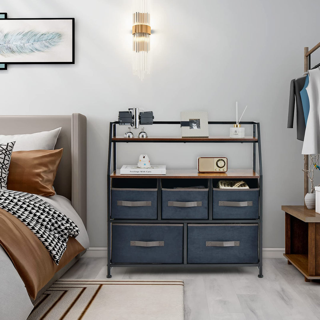 Giantex 5-Drawer Storage Dresser Organizer - Drawer Unit with Top Shelf, Anti-Toppling Design
