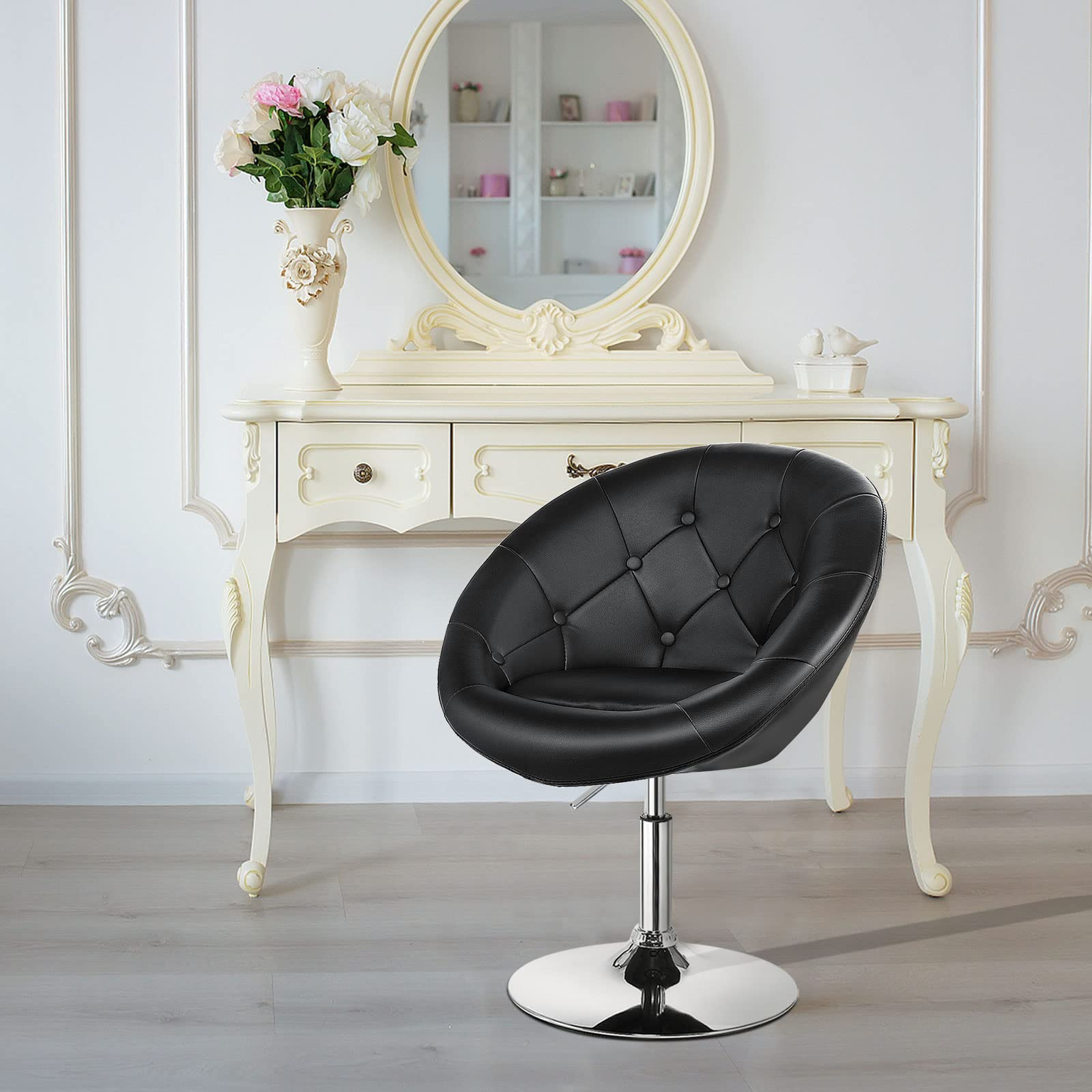 Giantex Swivel Round Tufted Vanity Chair, Set of 2 Height Adjustable