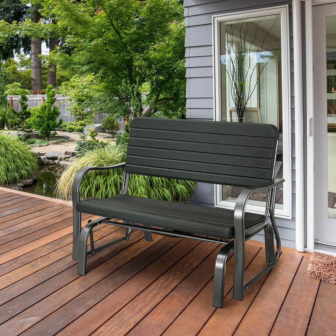 Swing Glider Chair Patio Steel Porch Chair Loveseat Bench for 2 Person