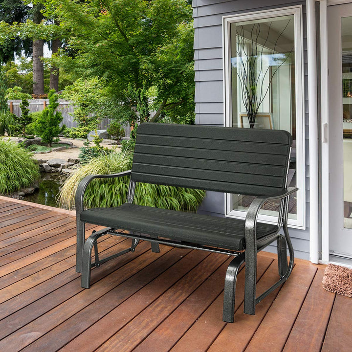 Swing Glider Chair Patio Steel Porch Chair Loveseat Bench for 2 Person