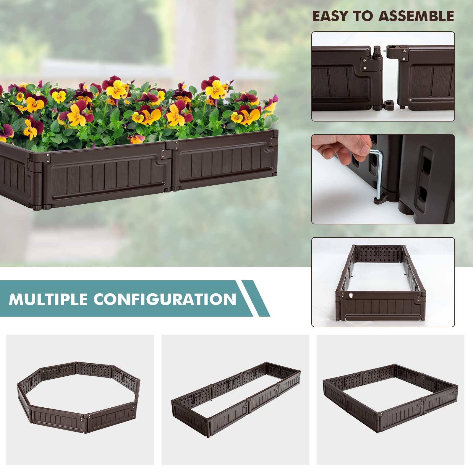 4x4 Ft Planter Raised Bed, Octagon Garden Bed for Vegetable Flower Succulents Fruits