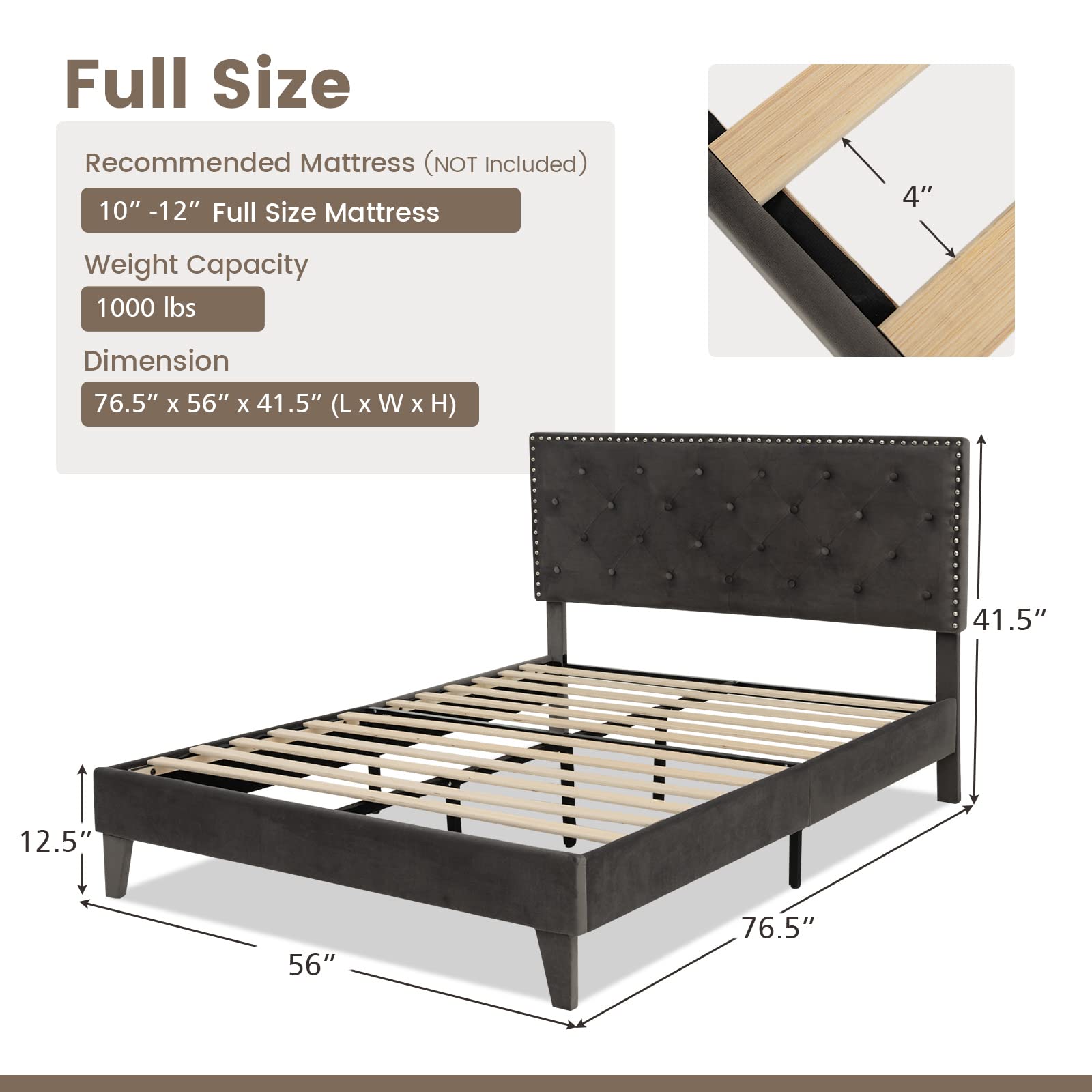 Giantex Upholstered Full Size Bed Frame