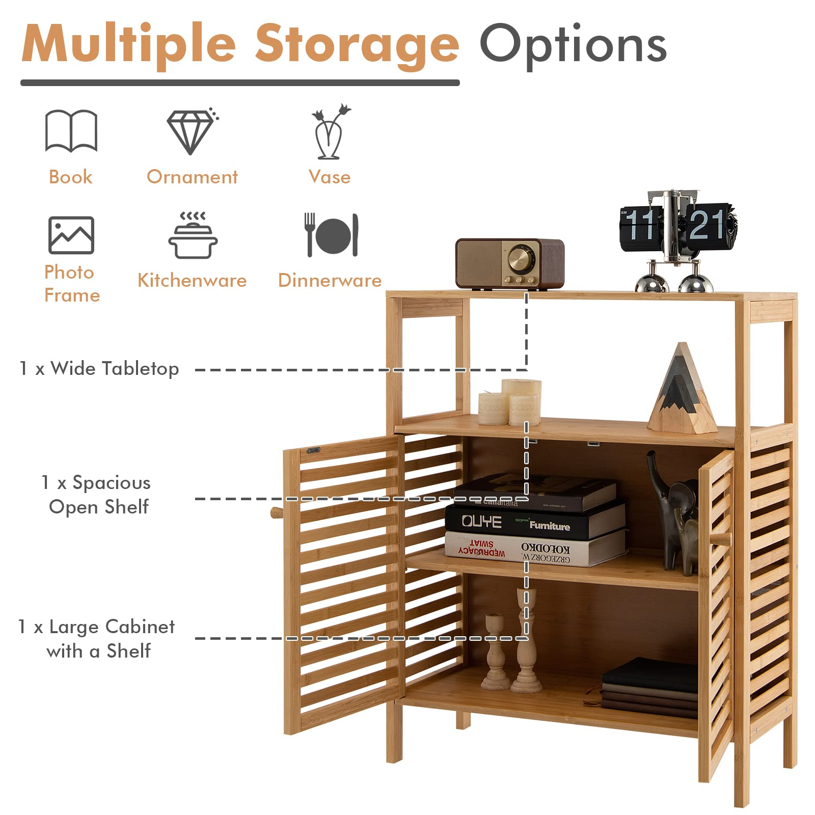 Giantex Bathroom Storage Cabinet, Freestanding Storage Organizer