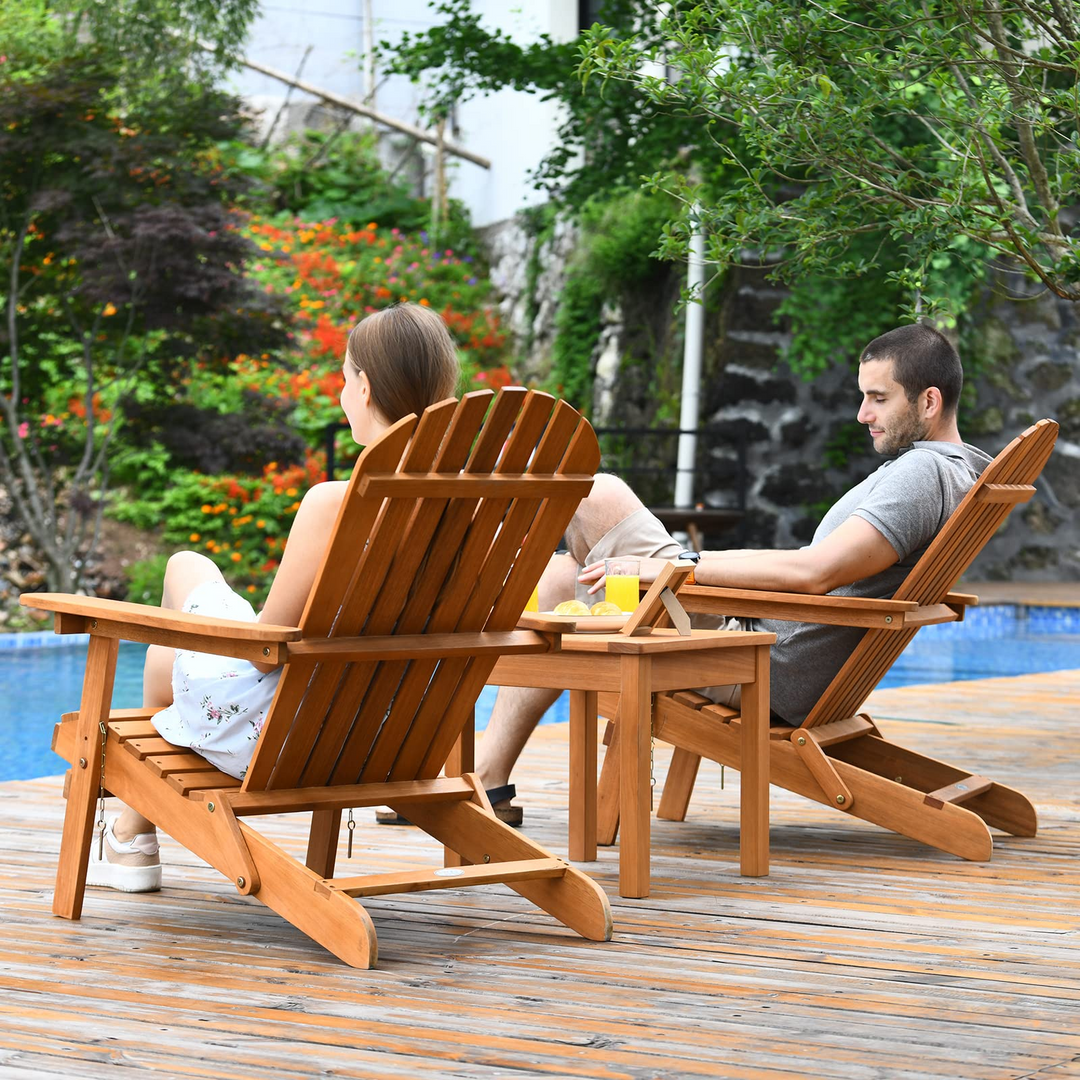 Giantex Adirondack Chair Set 3-Piece Foldable Wooden Chairs Set