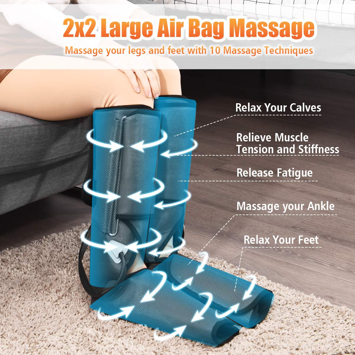 Giantex Air Compression Leg Massager Wraps Foot and Calf Massage with Handheld Controller