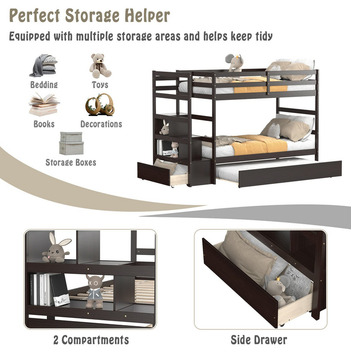 Giantex Twin-Over-Twin Bunk Bed with Trundle