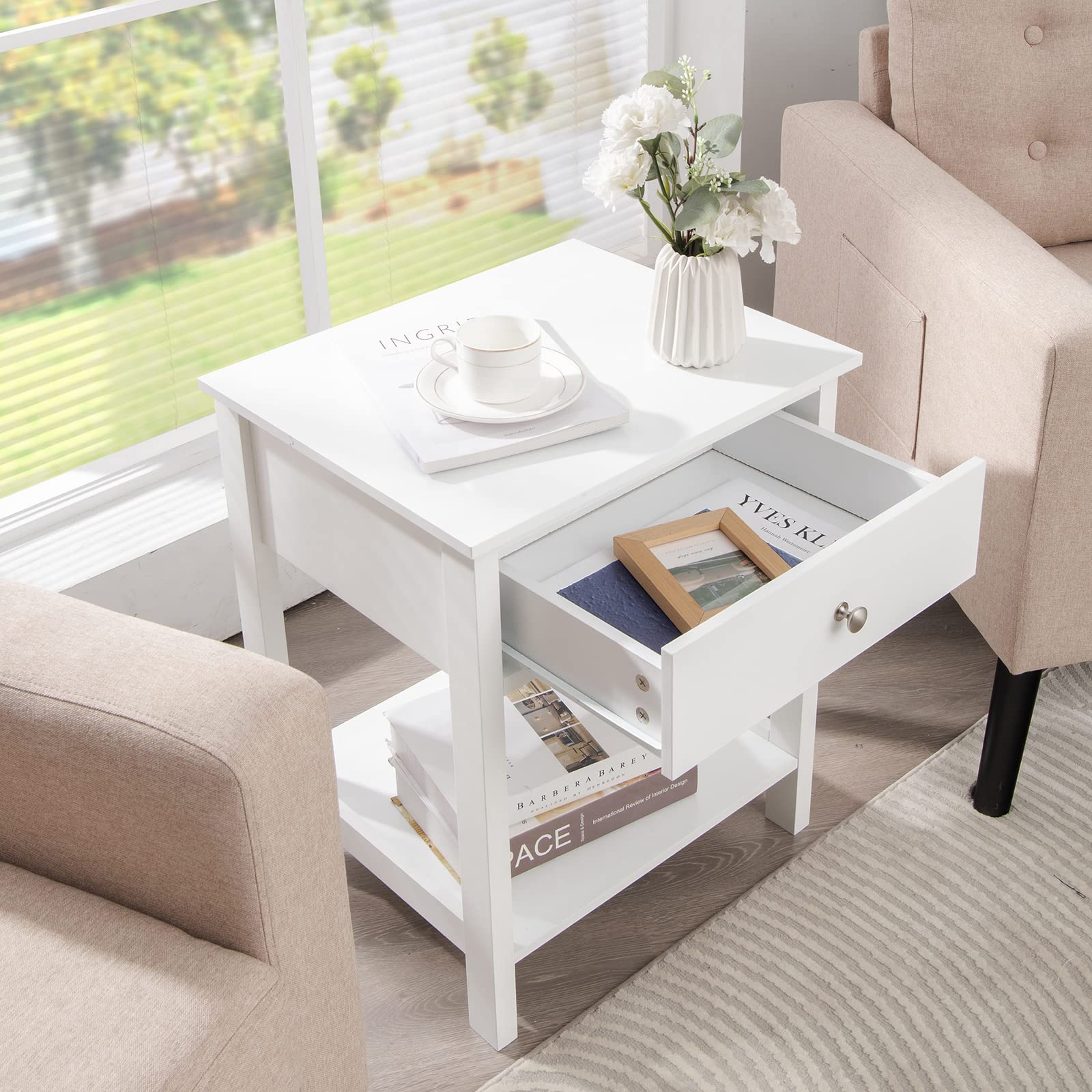 Multifunctional Bedside Sofa Side Table, Accent Home Furniture w/Stable Frame