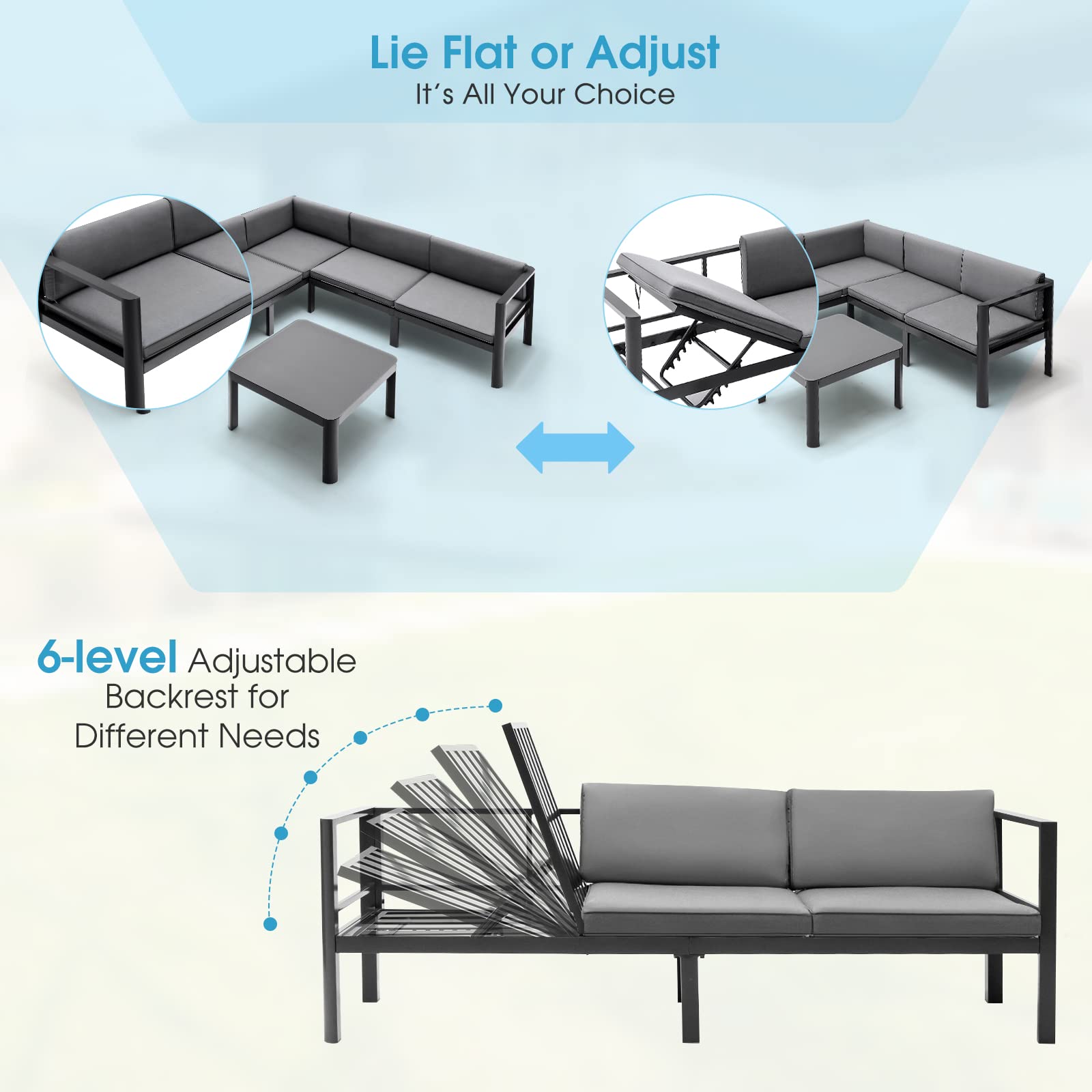Giantex 3 Pieces Aluminum Patio Furniture Set