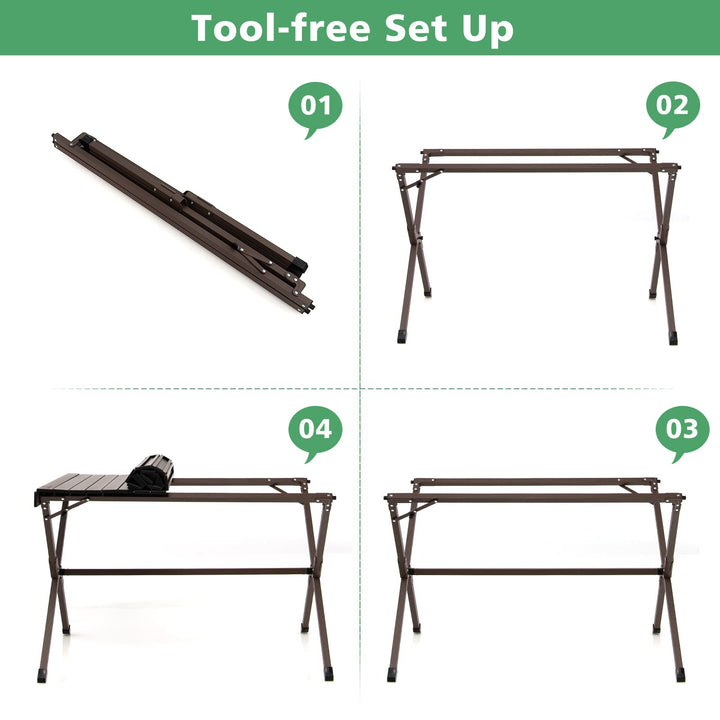 Giantex Folding Camping Table, Aluminum Picnic Table for 4-6 Person