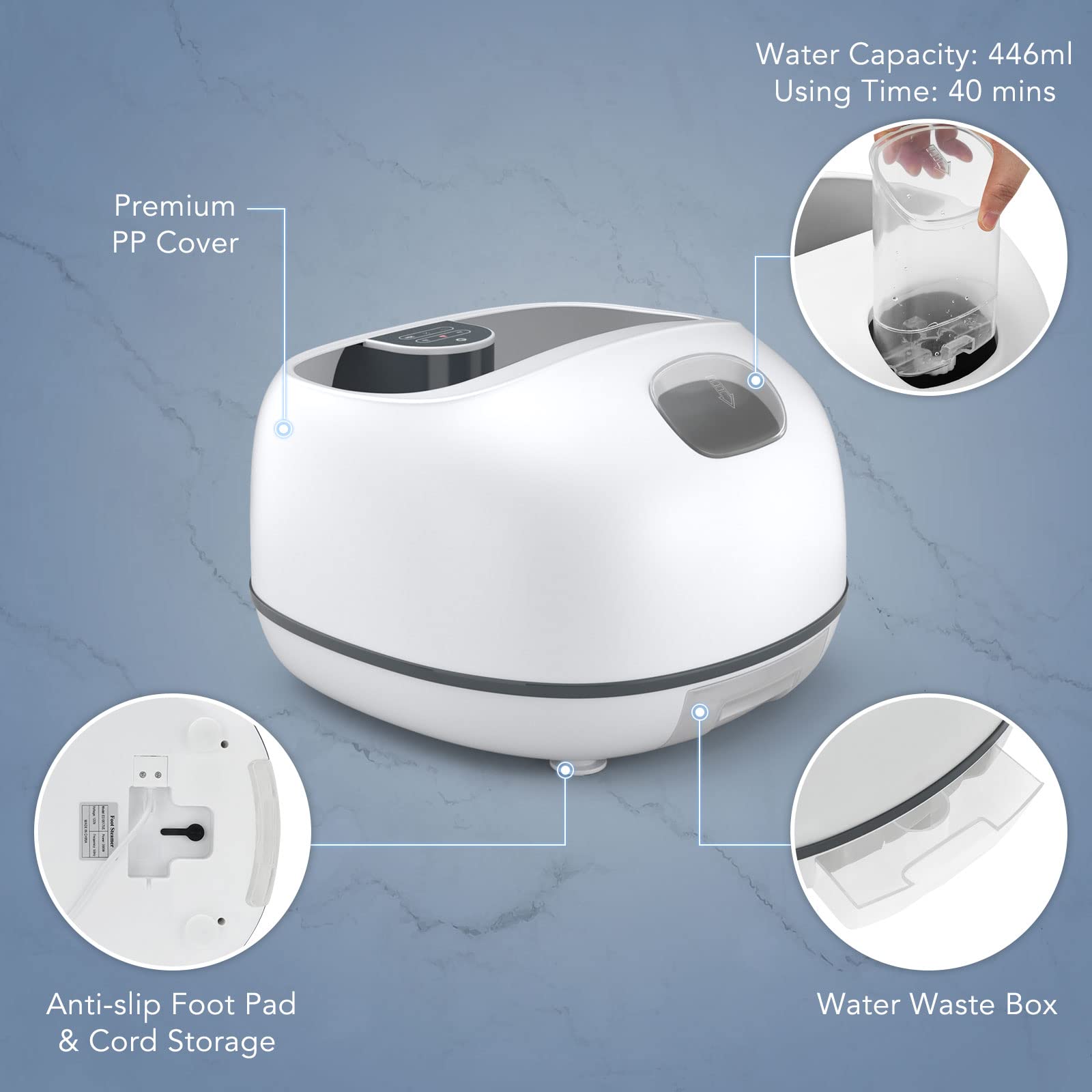 Giantex Steam Foot Spa Massager, Electric Foot Bath Sauna,3 Level Heating, Timing Function