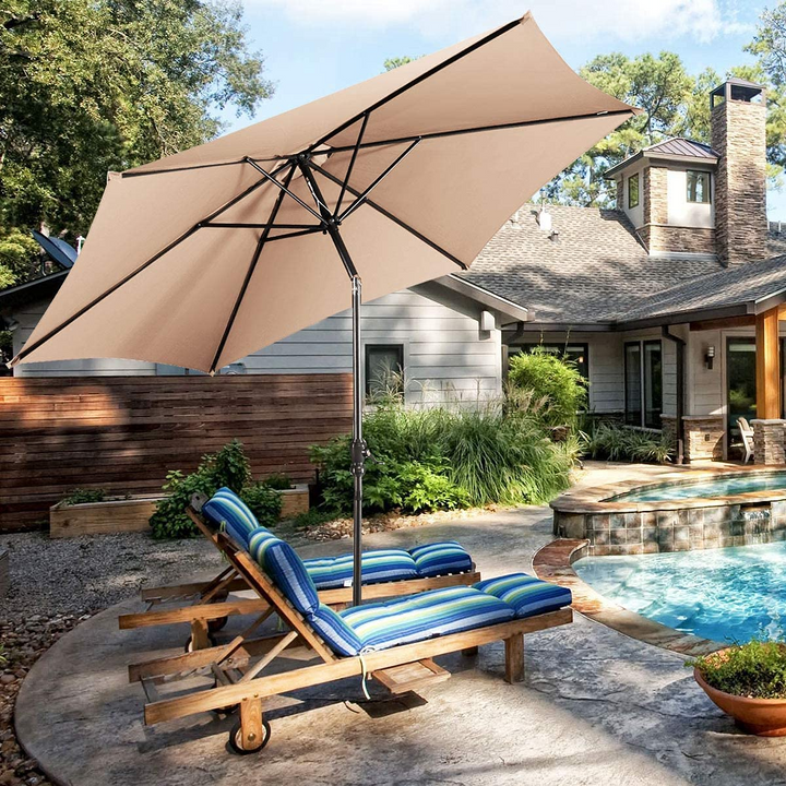 Giantex Patio Umbrella with Base Stand, 10ft Market Umbrella with 59 LBS Heavy-Duty Round Umbrella Stand