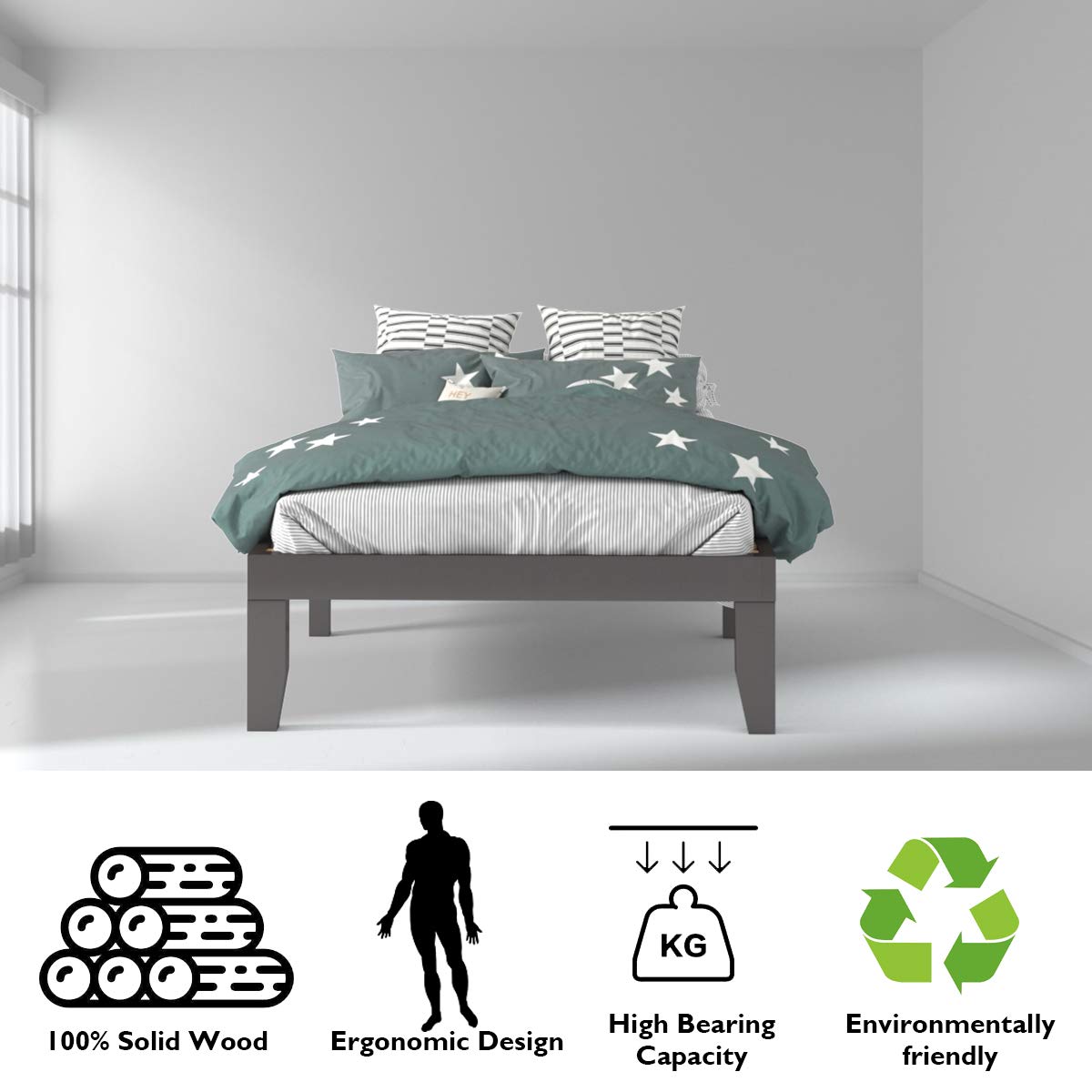 Solid Wood Platform Bed Frame - Giantex