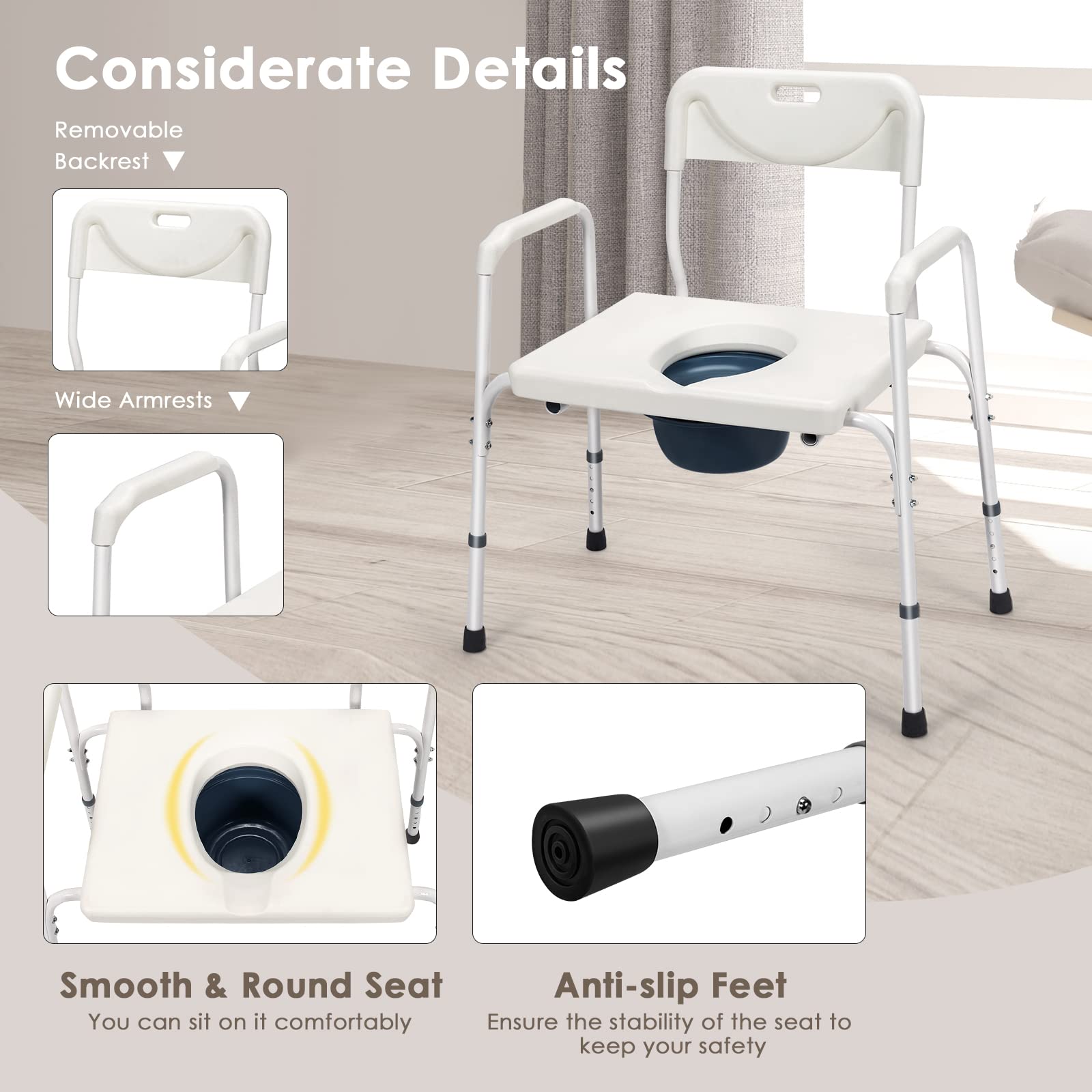 Giantex 3-in-1 Bedside Commode Chair
