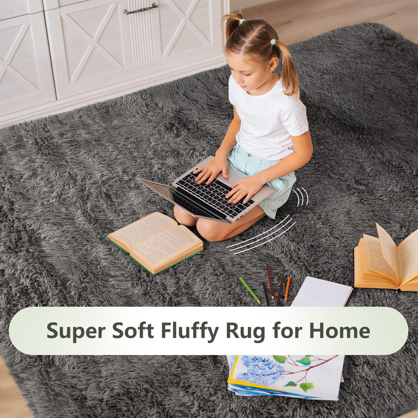 Giantex Shag Area Rug, Anti-Skid Fluffy Rugs