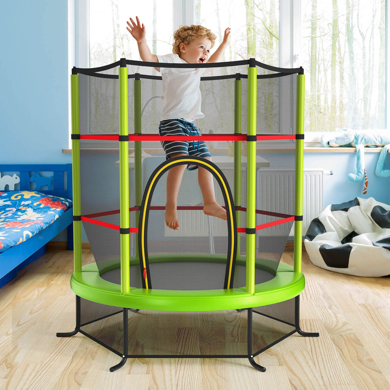 55" Kids Trampoline with Safety Enclosure Net - Giantex