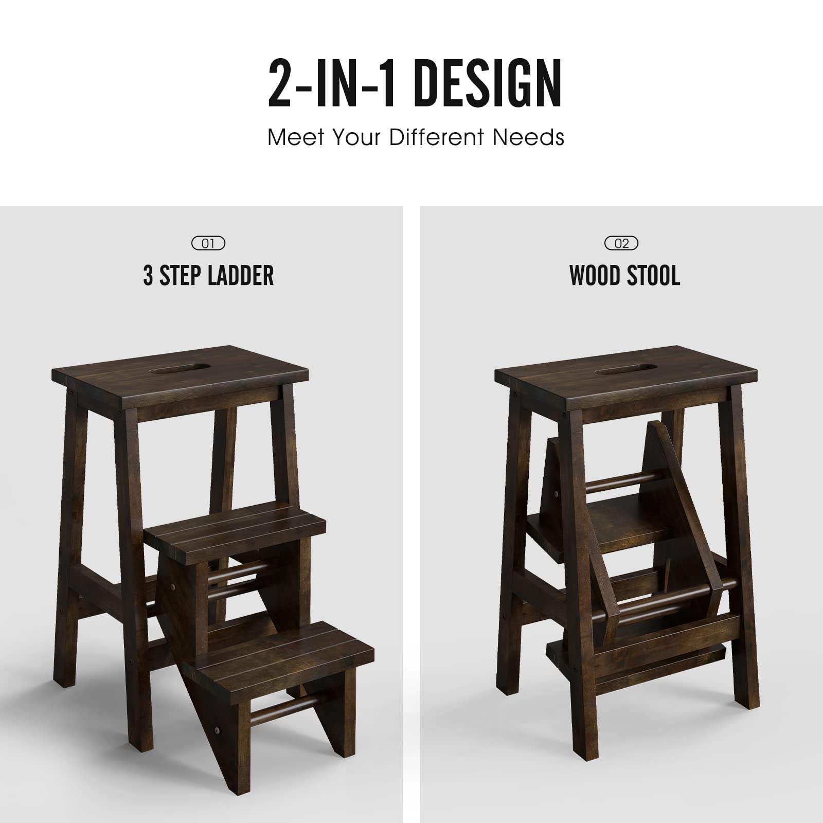 Folding 3 Tier Step Ladder - Giantex
