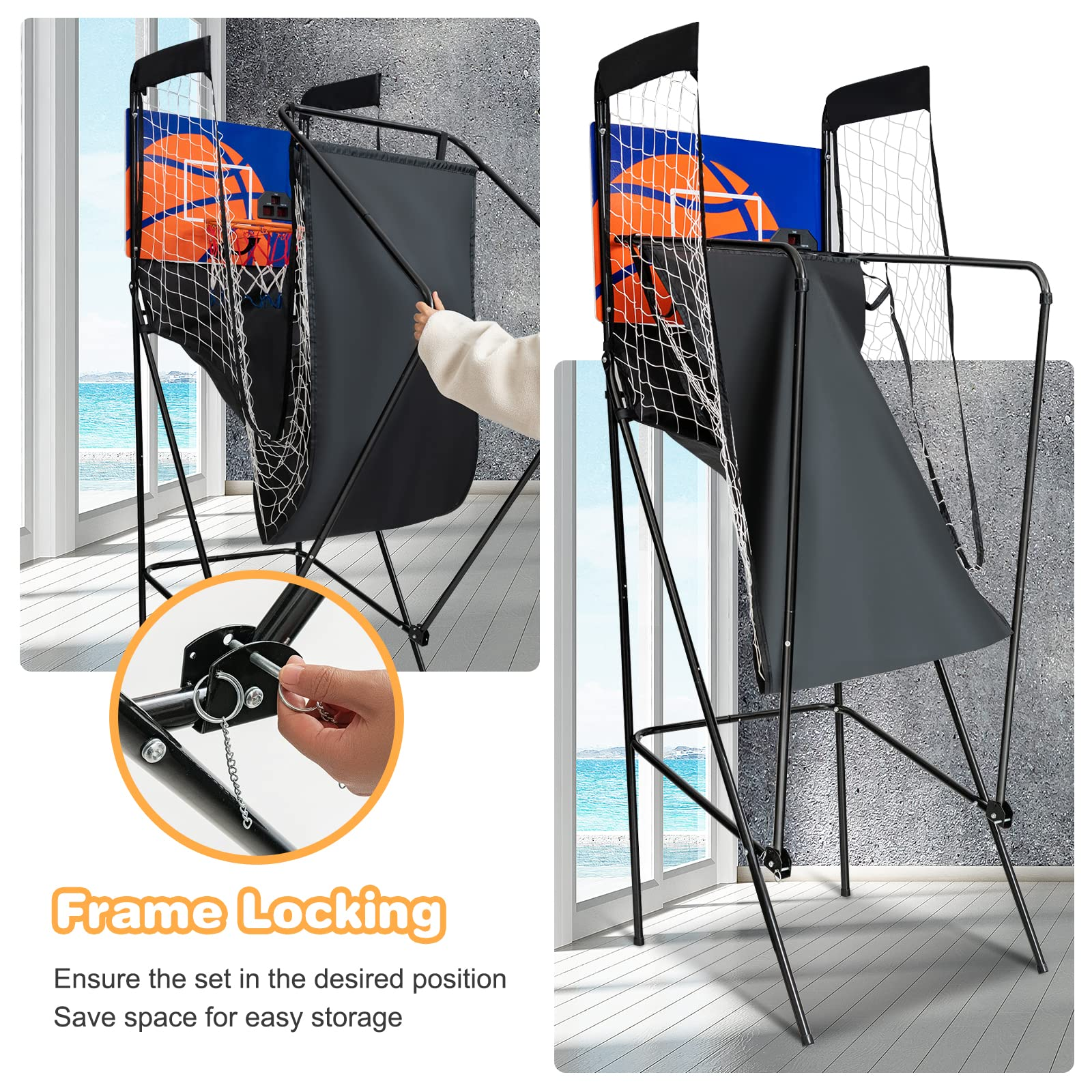 Giantex Foldable Electronic Arcade Basketball Game, with Electronic Scorer