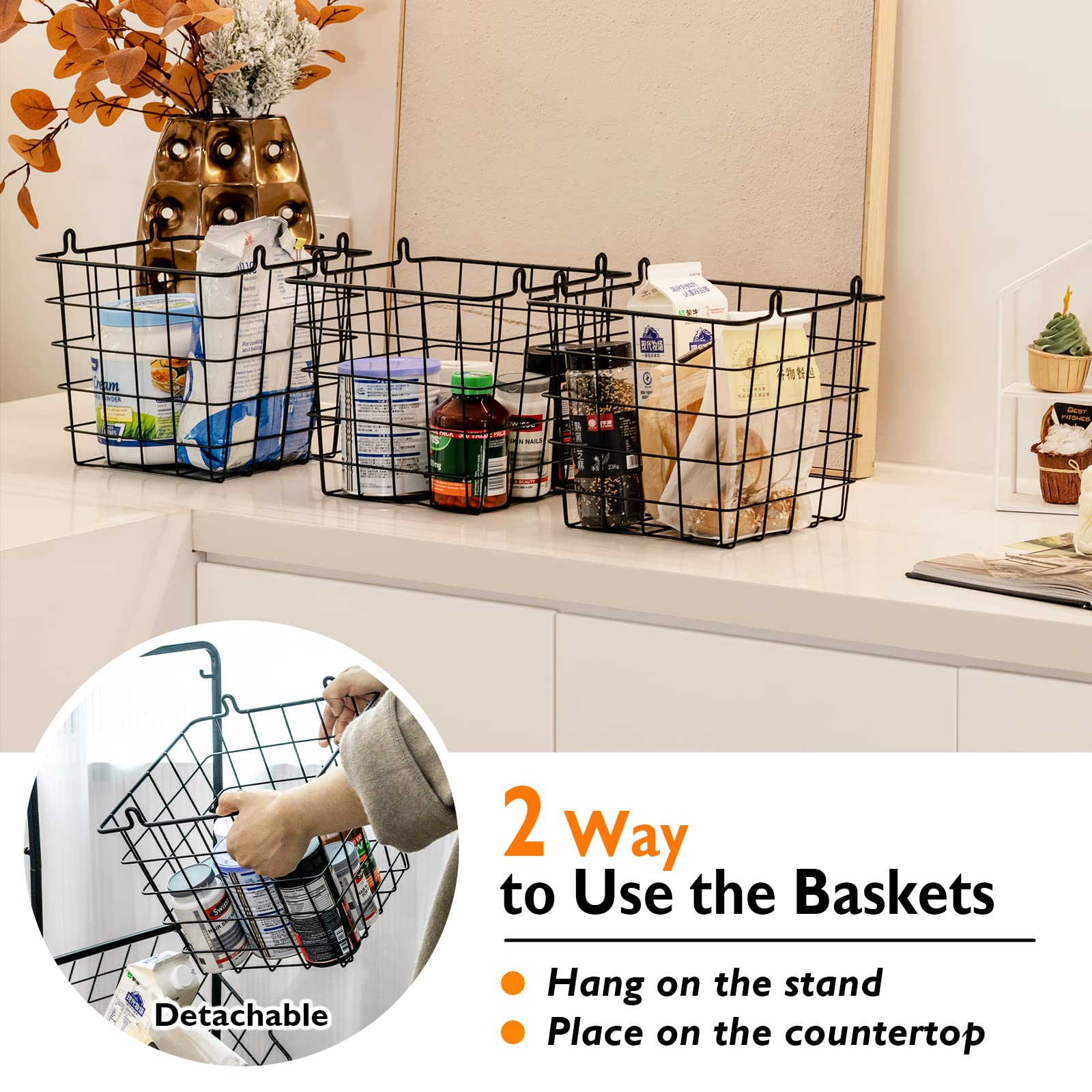 Giantex 3-Tier Wire Basket Stand