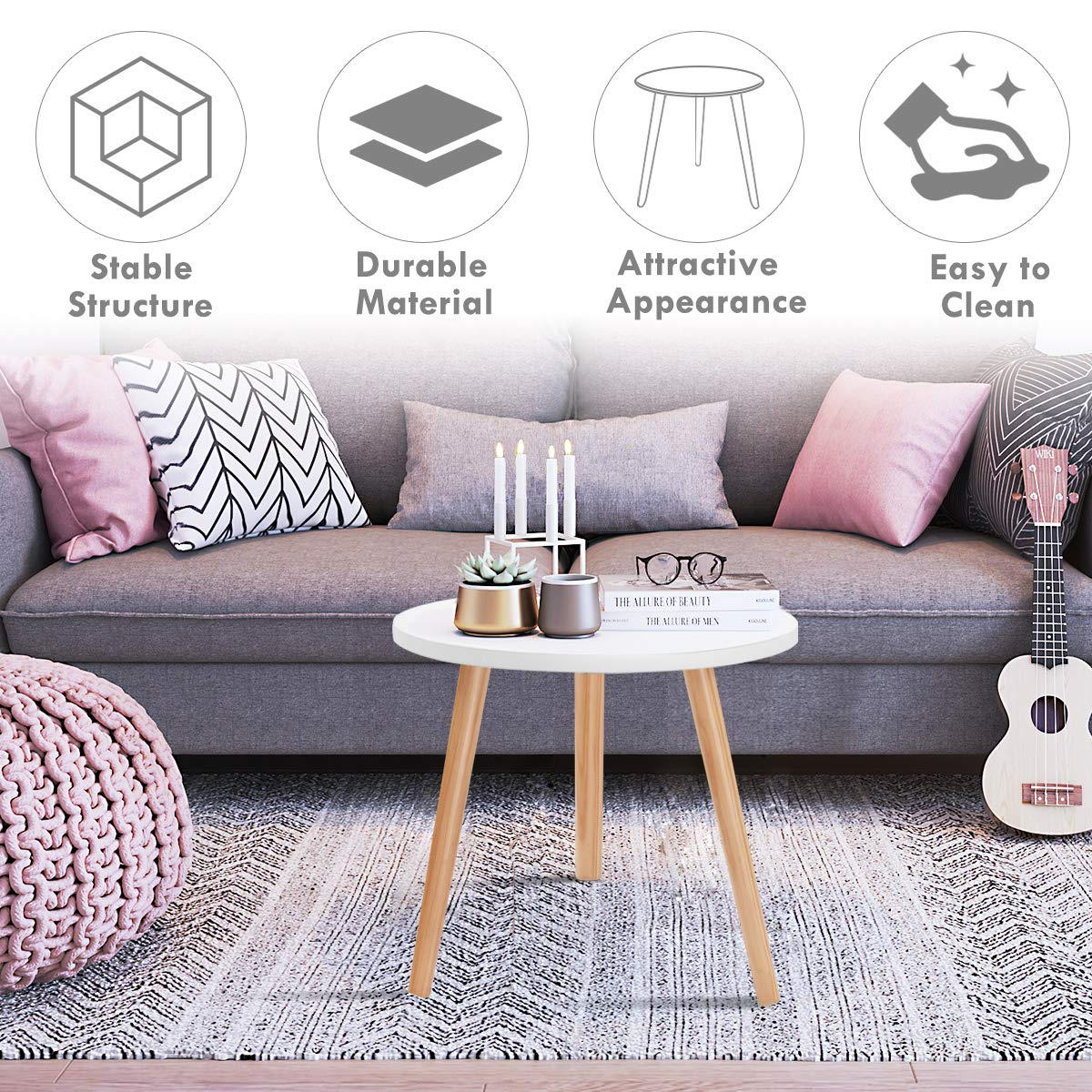 Giantex Round Coffee End Table