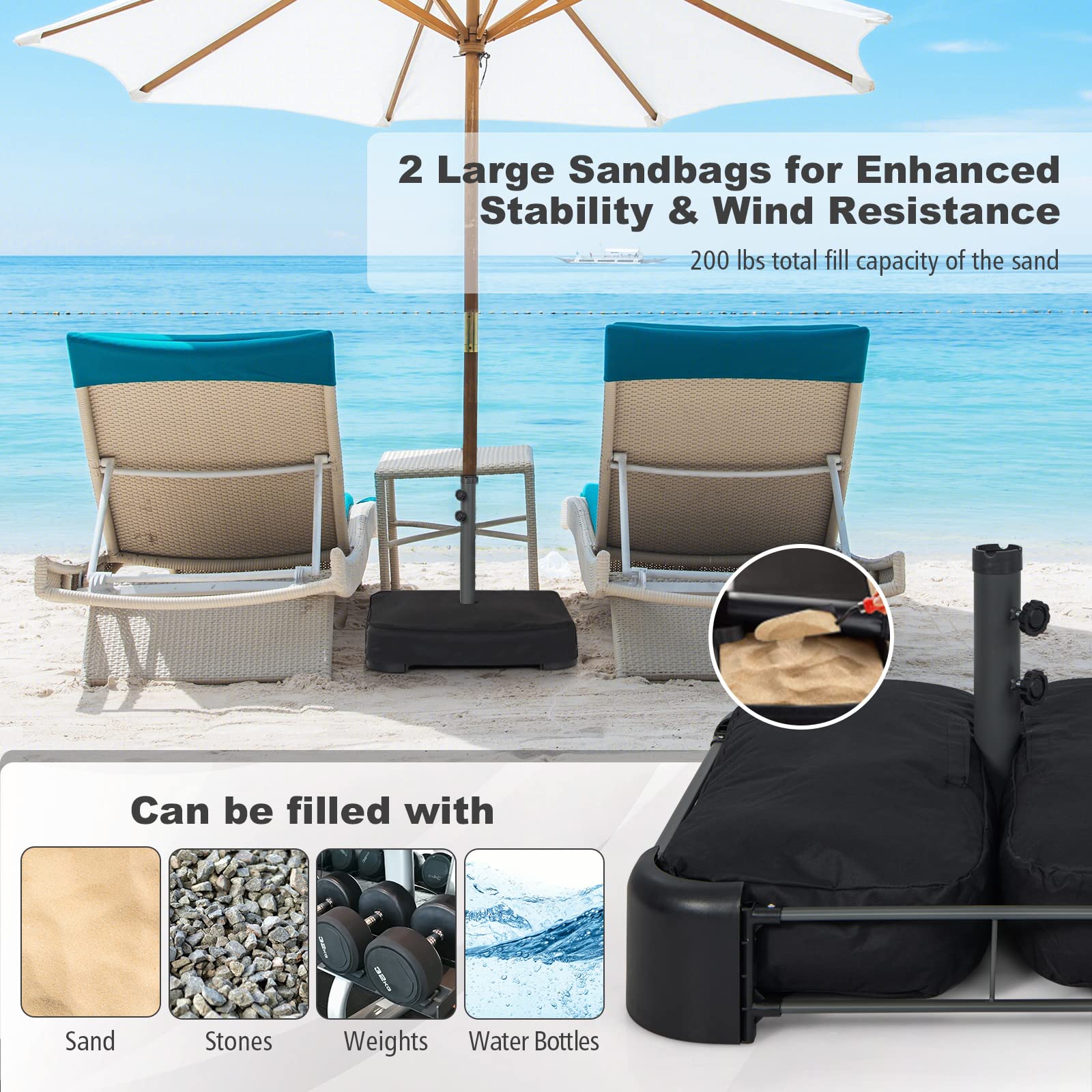 200 lbs Filled Umbrella Base - Giantex
