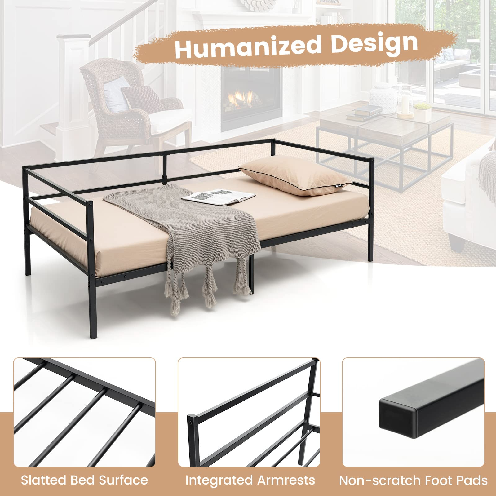 Giantex Twin Size Metal Daybed Frame