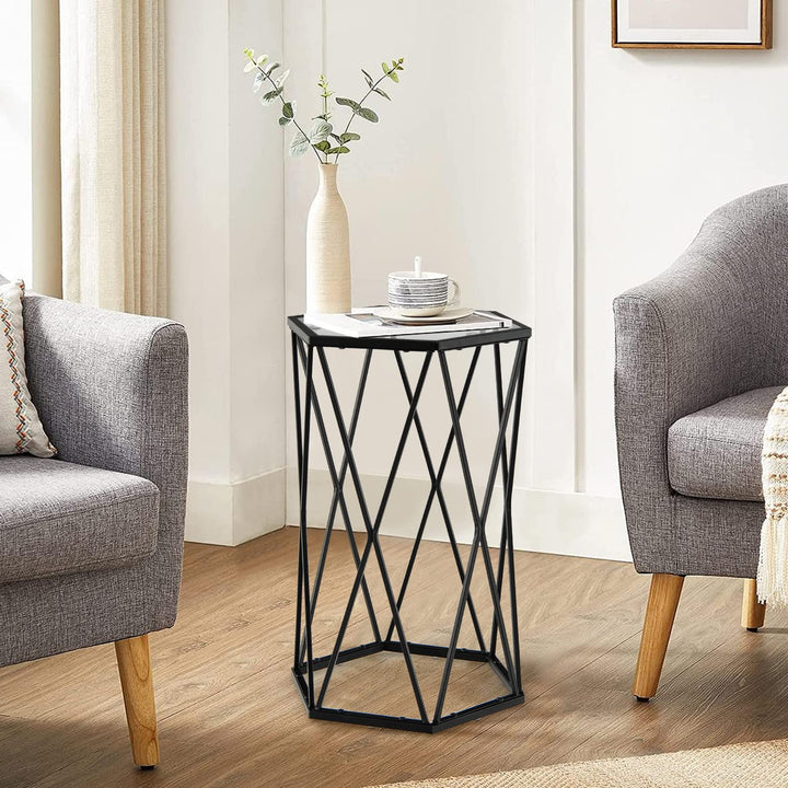 Giantex End Table w/Glass Top, Metal Frame, Small Coffee Accent Table for Small Space( 16" x 13.5" x 24")