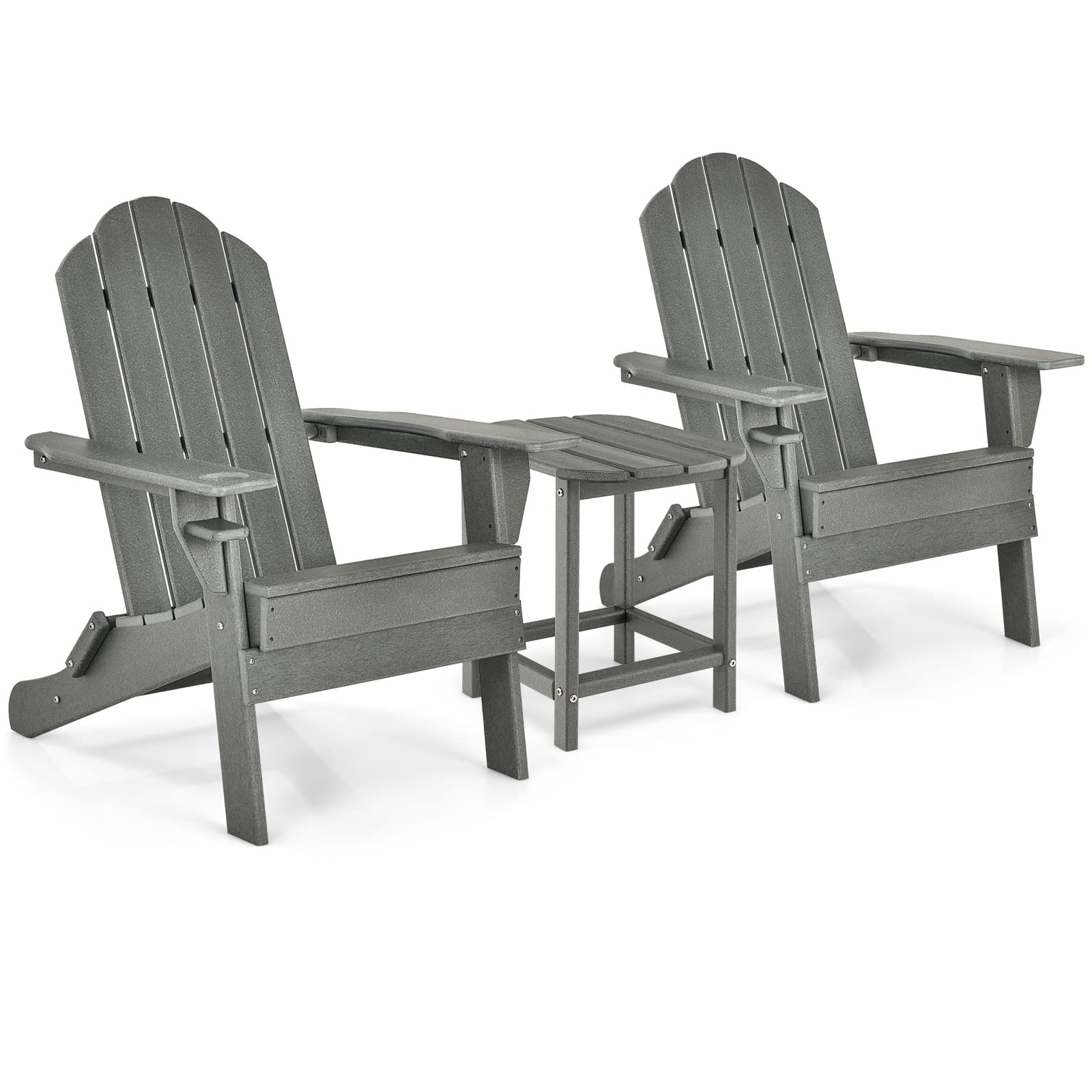 Folding Adirondack Chair with Side Table, Outdoor Adirondack Chair w/Cup Holder