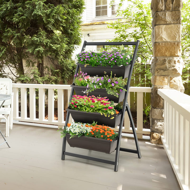 Giantex 2 Pcs 4.1FT Vertical Raised Garden Bed, 4-Tier Elevated Planter Box